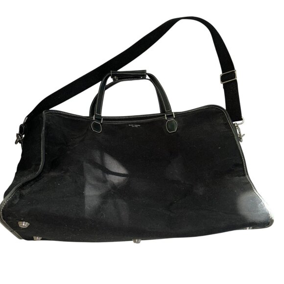Kate Spade black cotton pin striped lining weekender travel bag suitcase - Picture 1 of 4
